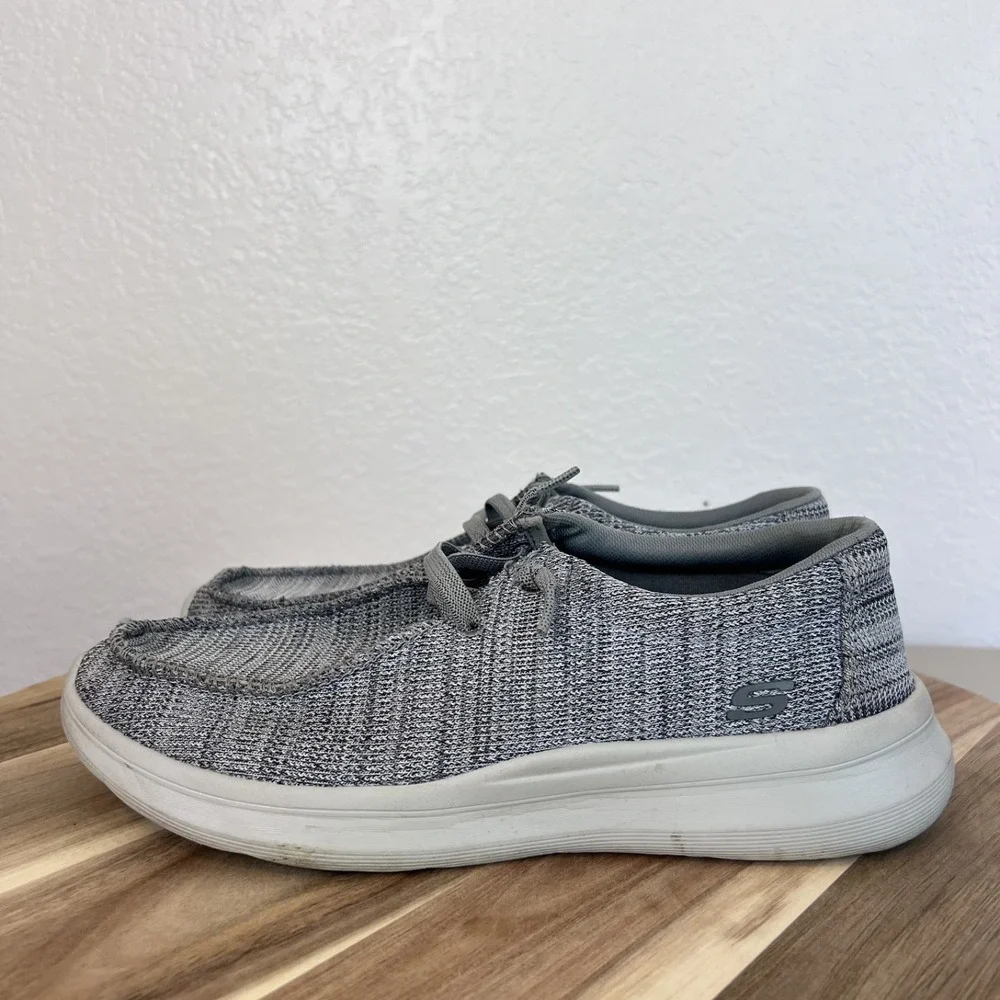 Skechers Melson Planon Shoes Mens 9 Gray Slip On Knit Slip On Comfort Casual